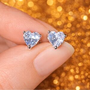 Heart-Shaped Silver plated Stud Earrings